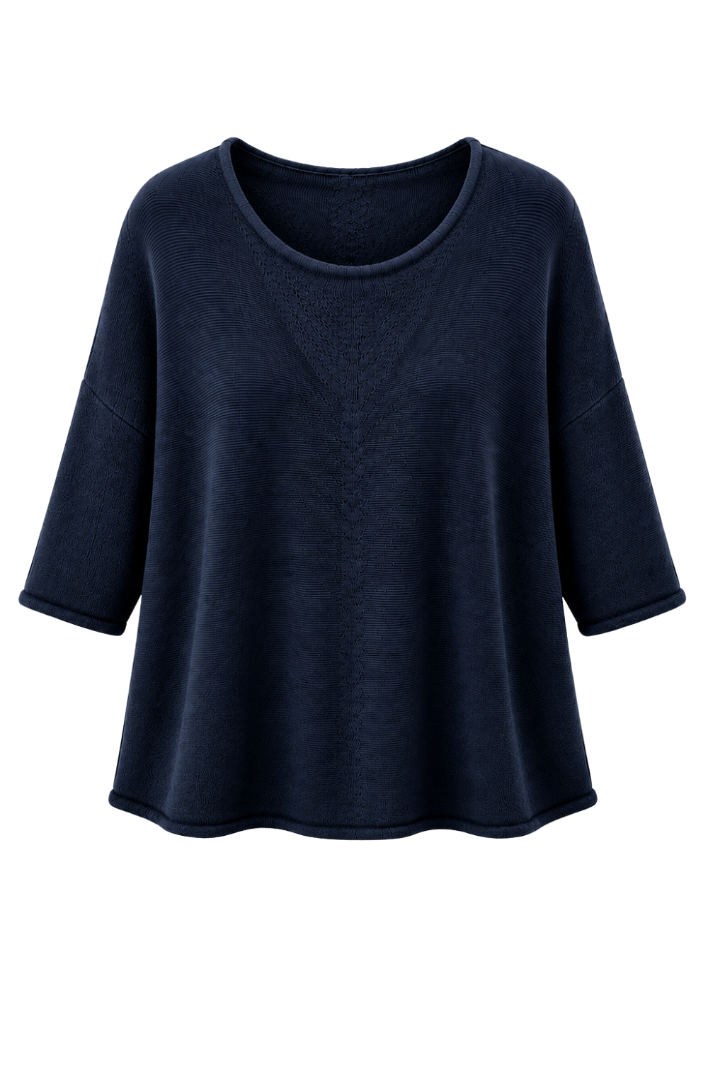 Basic Pullover "Lena" Rundhalsauschnitt  dunkelblau, Gr. 36-42