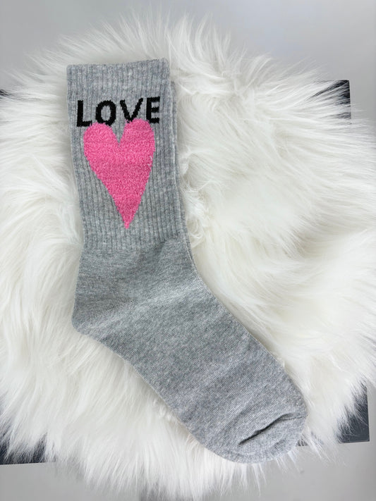 Socken Herz grau, Gr. 36-41