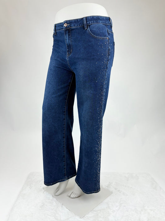 Straight Leg Jeans Glitzer dunkelblau , Gr. 42 & 44