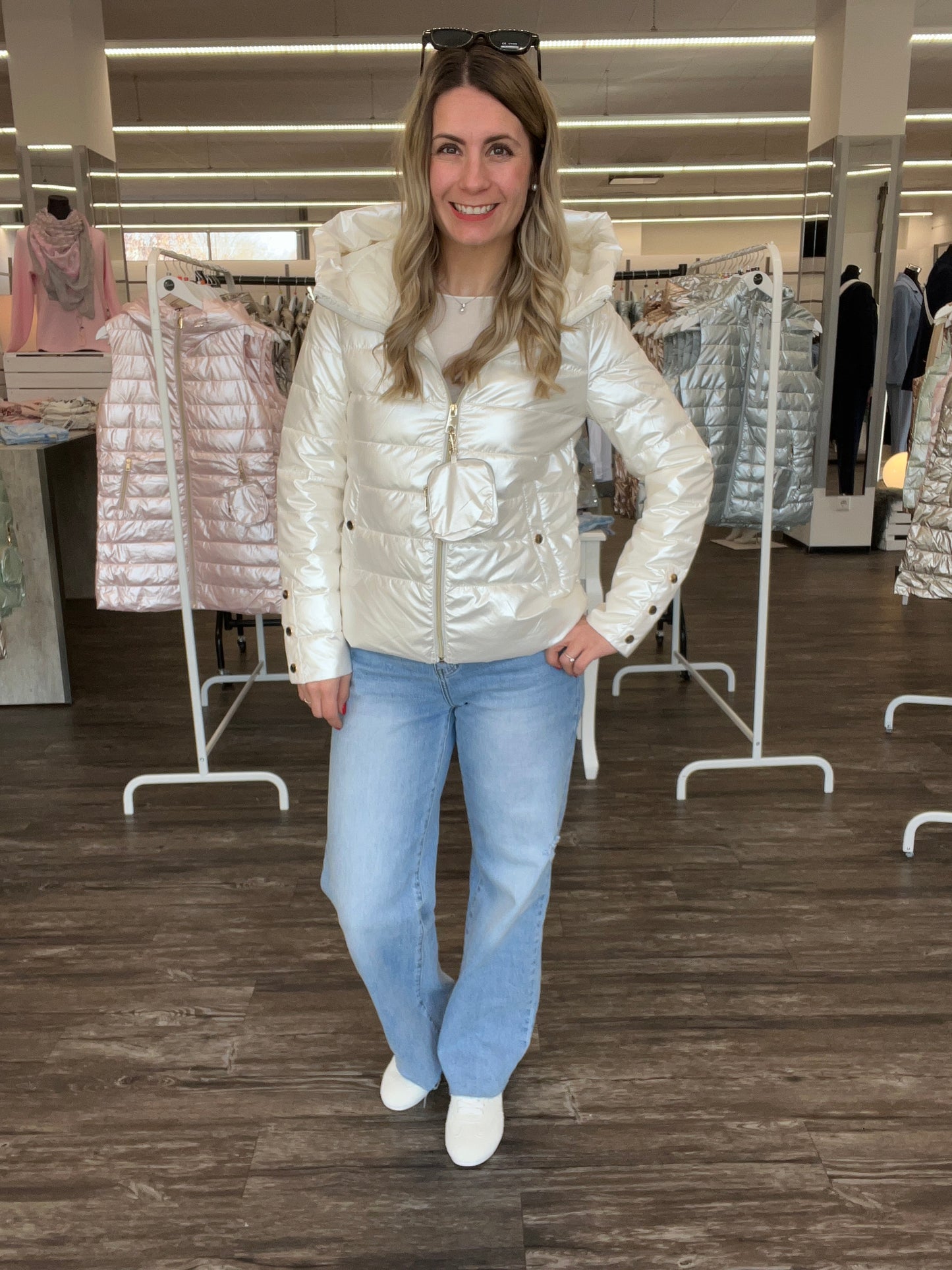 Steppjacke perlweiß, Gr. 36-42
