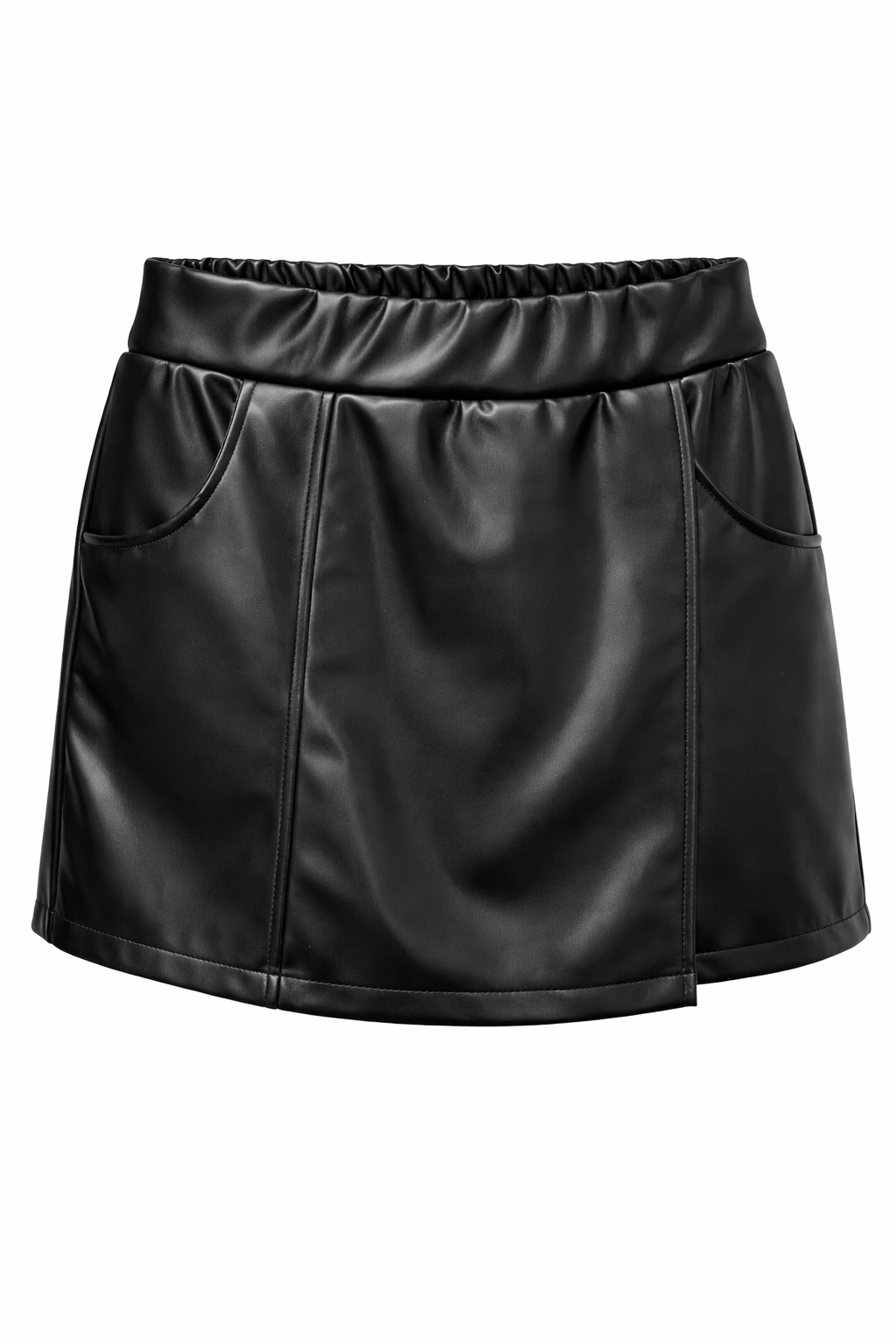 Skort Lederlook schwarz, Gr. 36-42