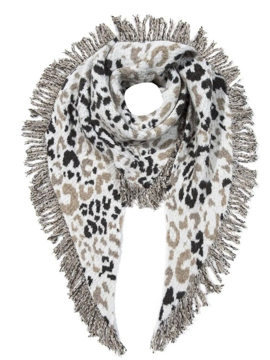 Kuscheliger XXL-Schal mit Animal-Print Creme