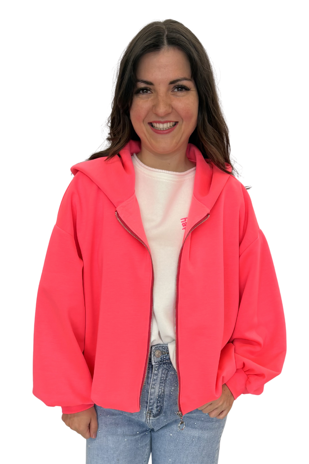 Hoodie-Jacke neonpink, Gr. 36-42