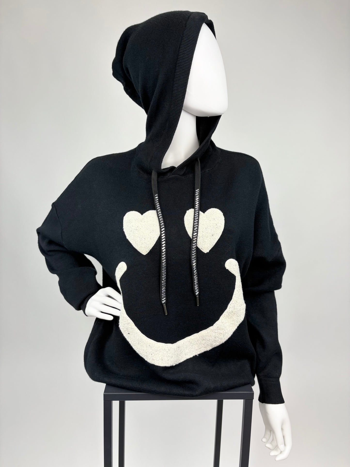 Hoodie Smiley schwarz, Gr. 36-42