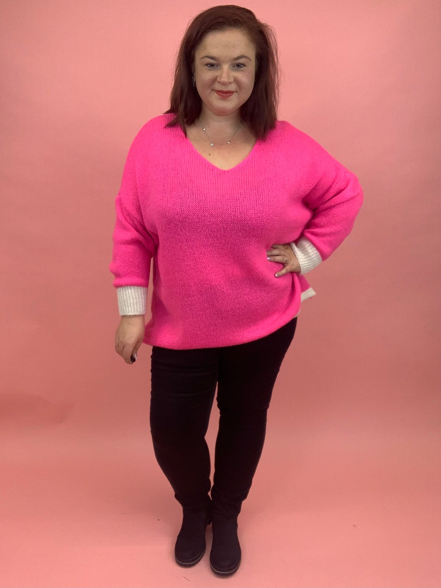 Oversize Pullover Stern Rücken pink, Gr. 40-46