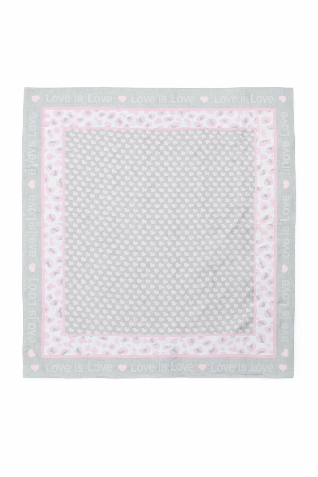 Dreieckstuch mit Herz-Print rosa/grau