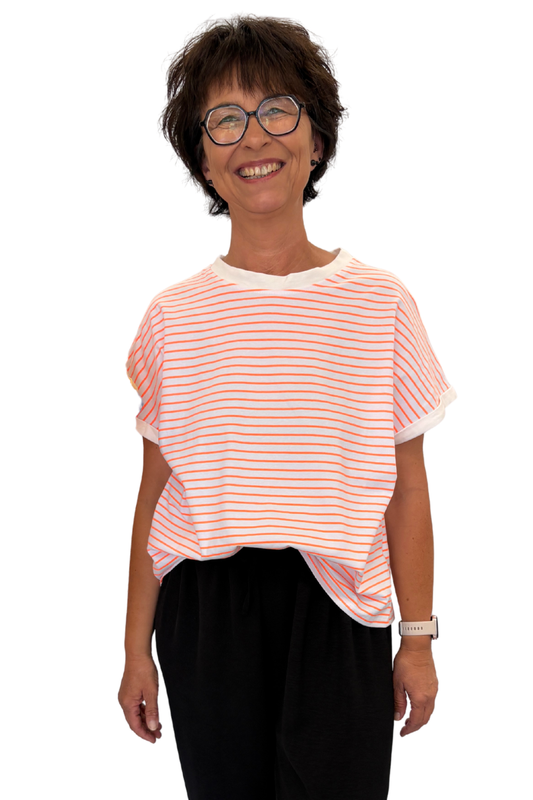 Shirt „Sunny Stripes“ neonorange, Gr. 36-42