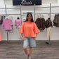 Streifenshirt neonorange, Gr. 36-42
