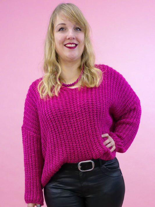 Strickpullover fuchsia, Gr. 36-44