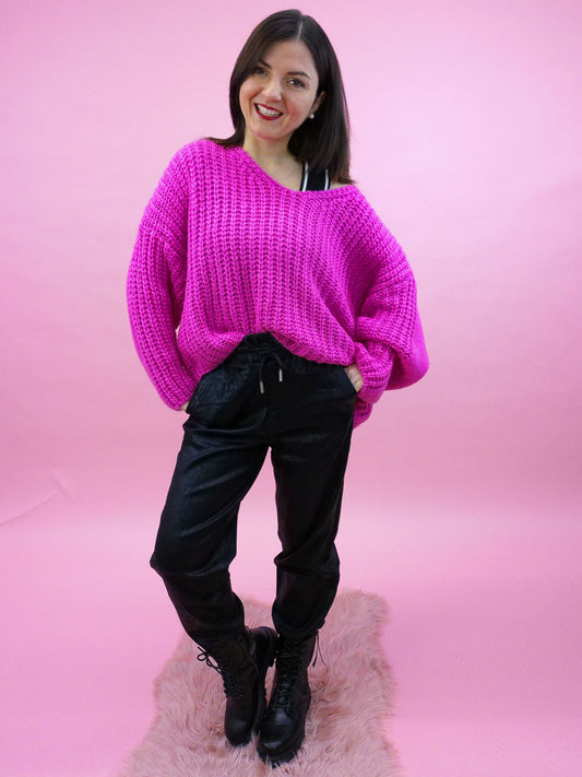 Strickpullover neonpink, Gr. 36-44