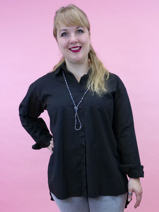 Oversize Bluse schwarz, Gr. 38-44