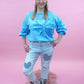 Pullover Blume blau, Gr. 36-42