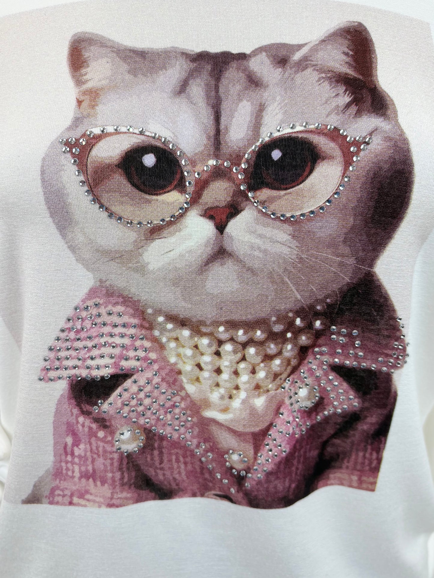 Shirt Katze weiß, Gr. 34-38