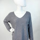 Feinstrickpullover V-Neck grau, Gr. 36-42