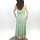 Kleid mit Blumen lang grün, Gr. 36-40