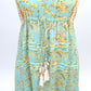 Kleid mit Blumen lang grün, Gr. 36-40
