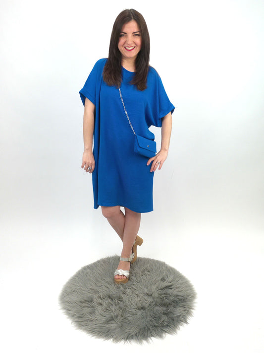 Kleid mit Tasche royalblau, Gr. 38-44