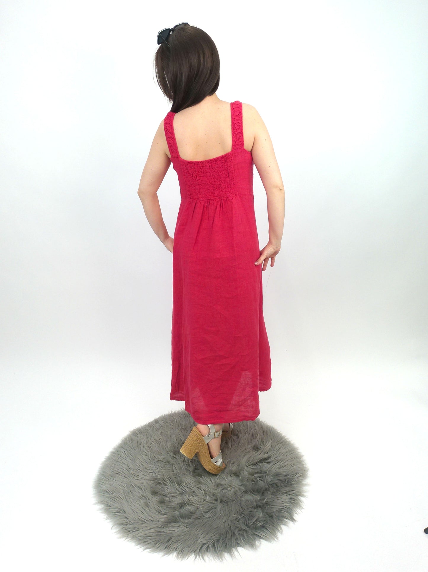 Leinenkleid rot, Gr. 36-42