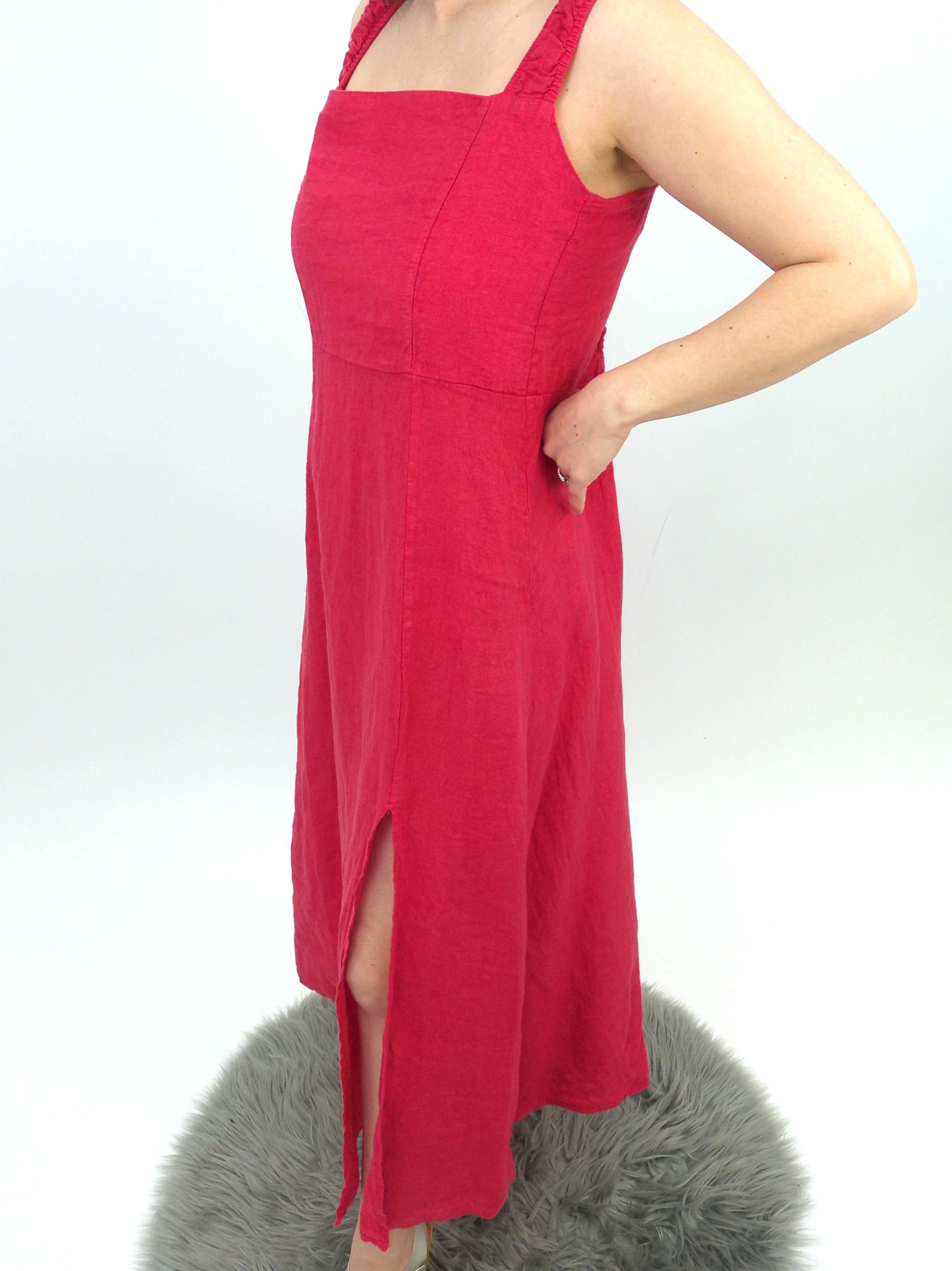 Leinenkleid rot, Gr. 36-42
