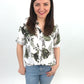 Bluse Blumen oliv/weiß, Gr. 36-44