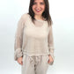 Häkelshirt beige, Gr. 36-42