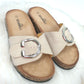 Pantolette Schnalle beige, Gr. 37-40