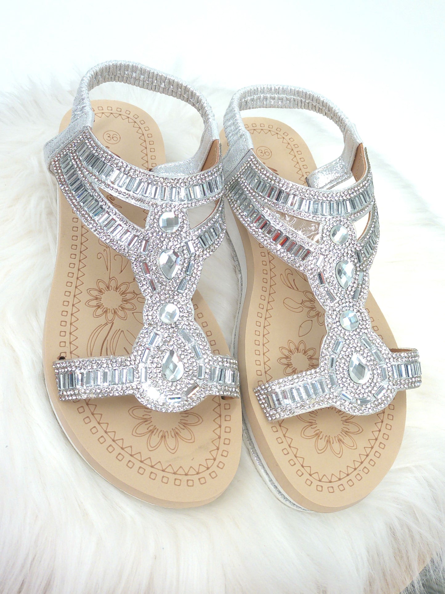 Sandale Silber Glitzer, Gr. 36-41