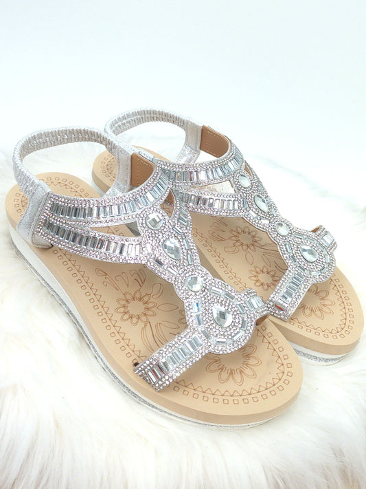 Sandale Silber Glitzer, Gr. 36-41