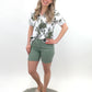 Bluse Blumen oliv/weiß, Gr. 36-44