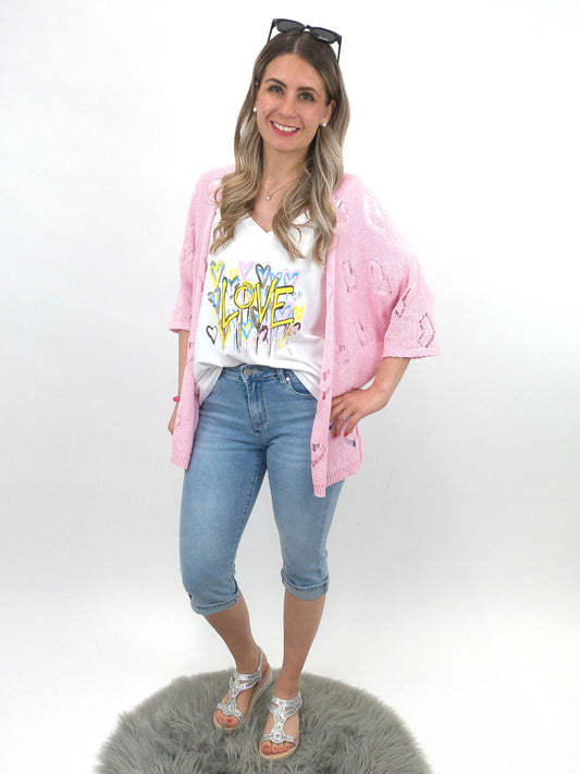 Cardigan Herz rosa, Gr. 36-42
