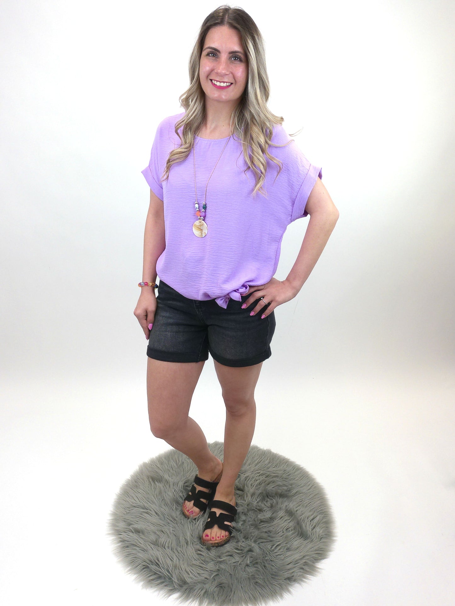 Shirt mit Kette zum Binden flieder, Gr. 36-42