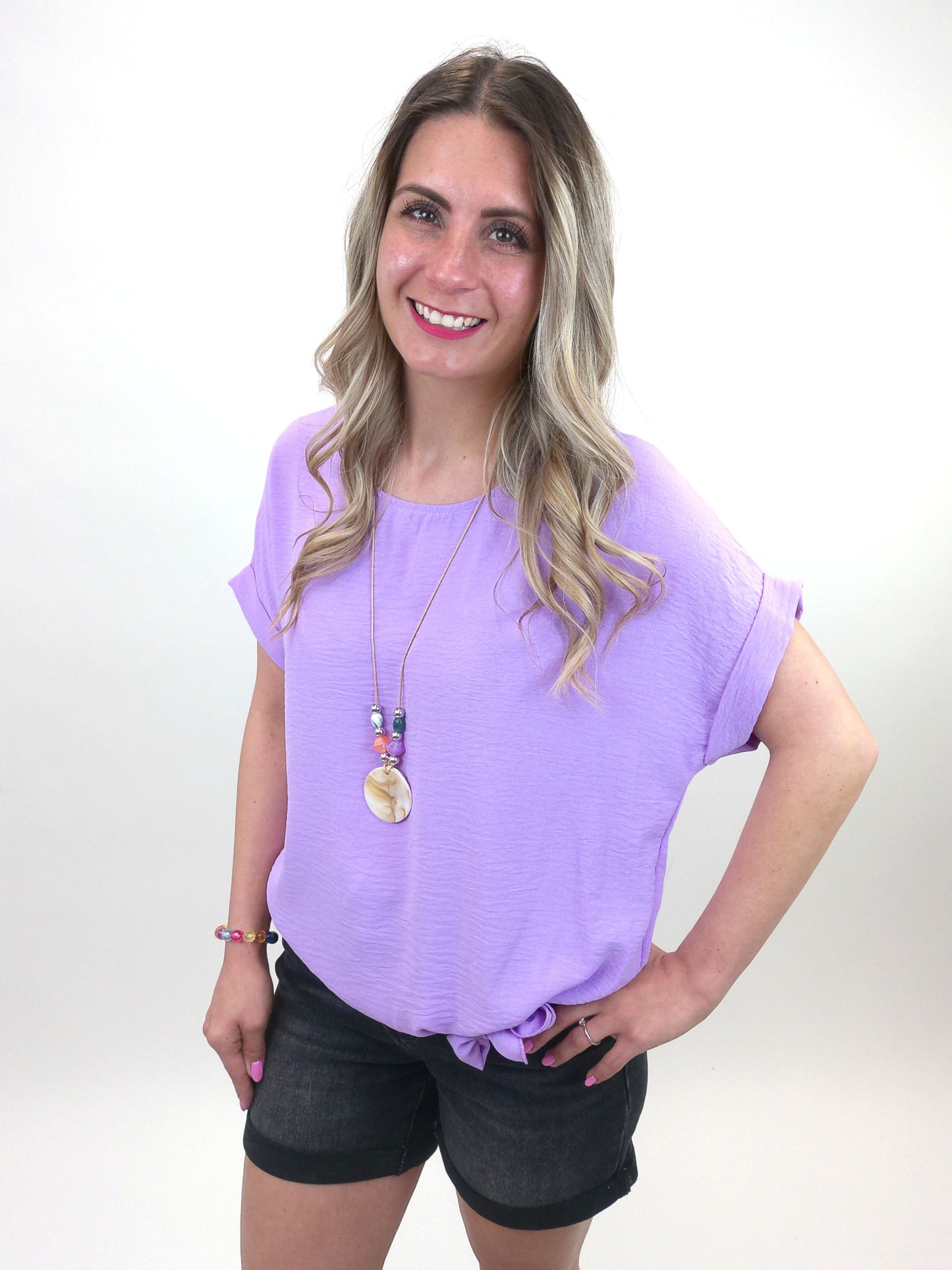 Shirt mit Kette zum Binden flieder, Gr. 36-42
