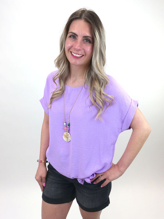 Shirt mit Kette zum Binden flieder, Gr. 36-42