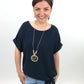 Shirt mit Kette zum Binden dunkelblau, Gr. 36-42