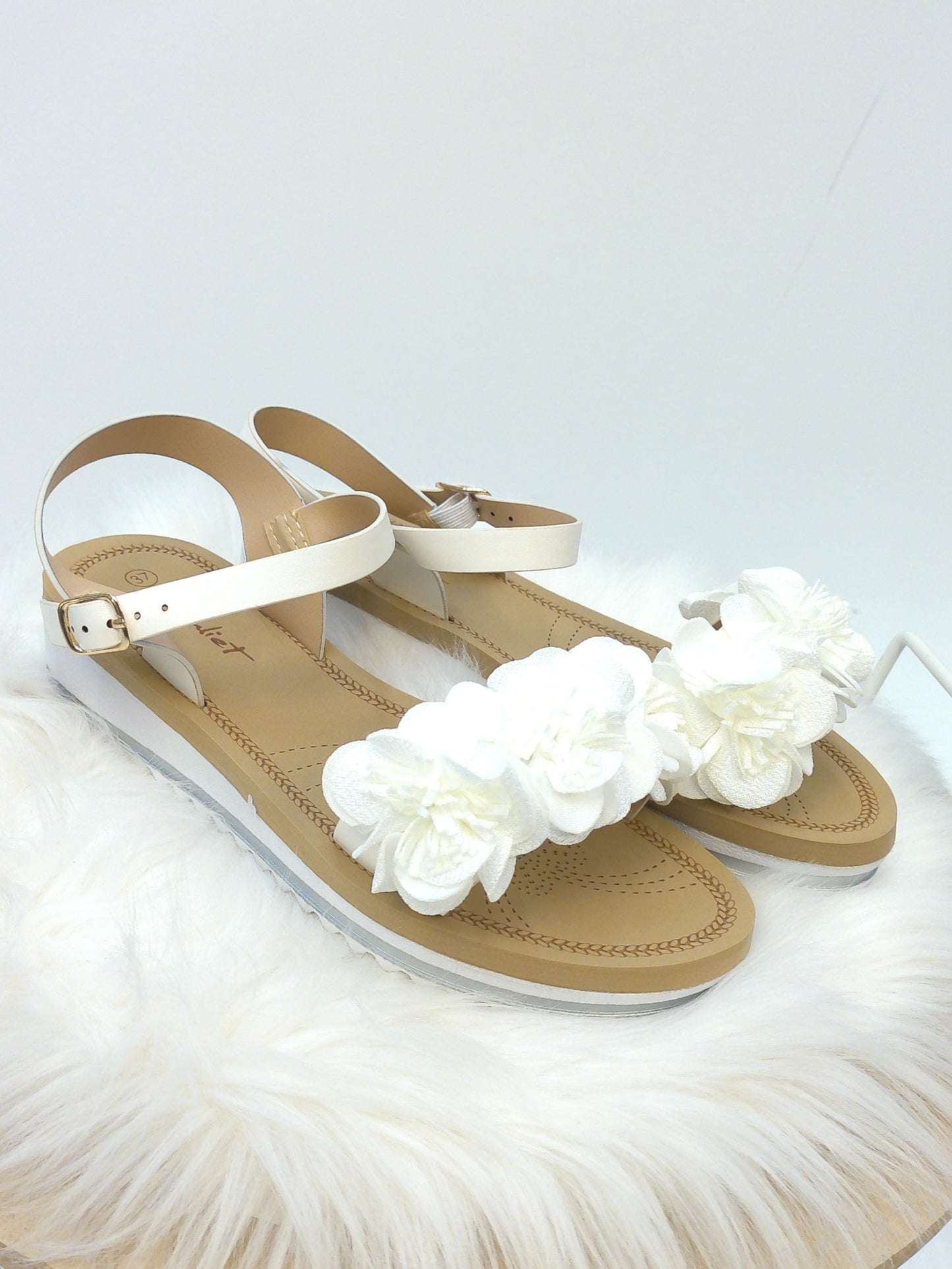 Sandale Blumen weiß, Gr. 36-41