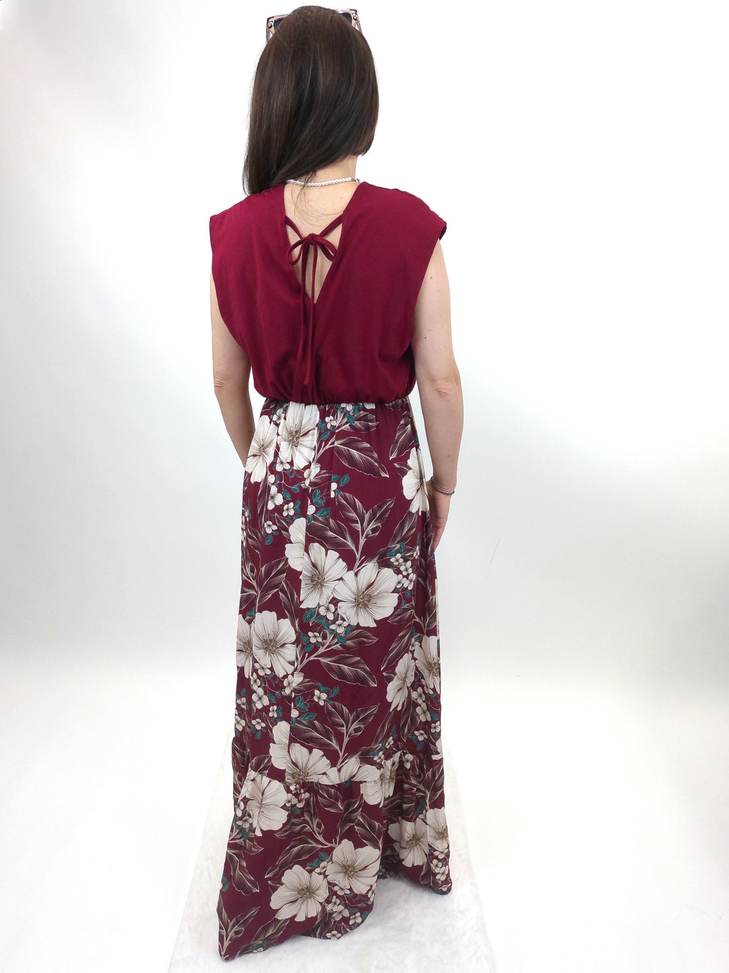 Sommerkleid Blumenmuster Deep Berry, Gr. 36-42