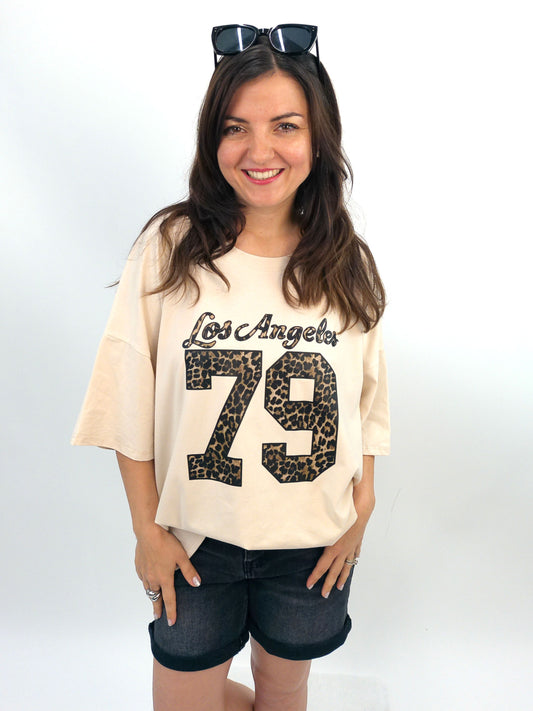 Oversize-Shirt "Los Angeles" beige, Gr. 38-44