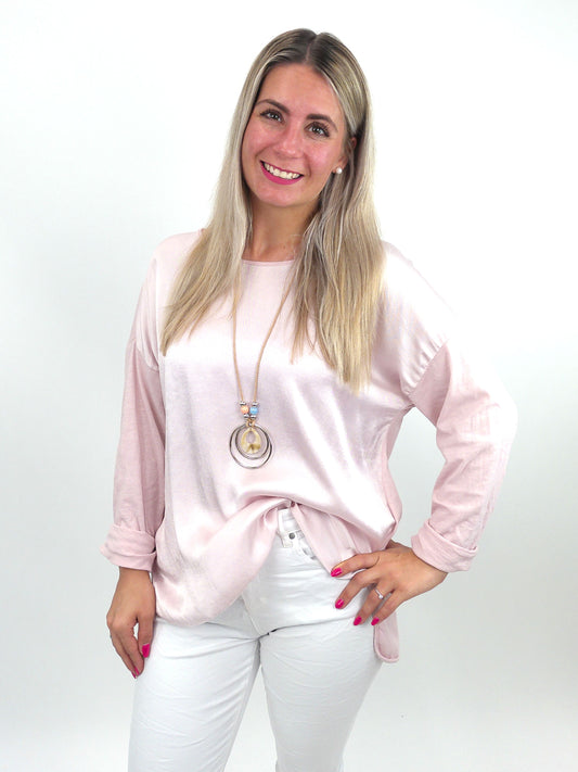 Shirt mit Kette rosa, Gr. 36-42