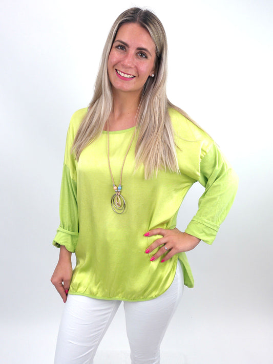 Shirt mit Kette apfelgrün, Gr. 36-42