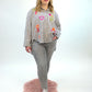 Bluse Stickerei grau, Gr. 38-44