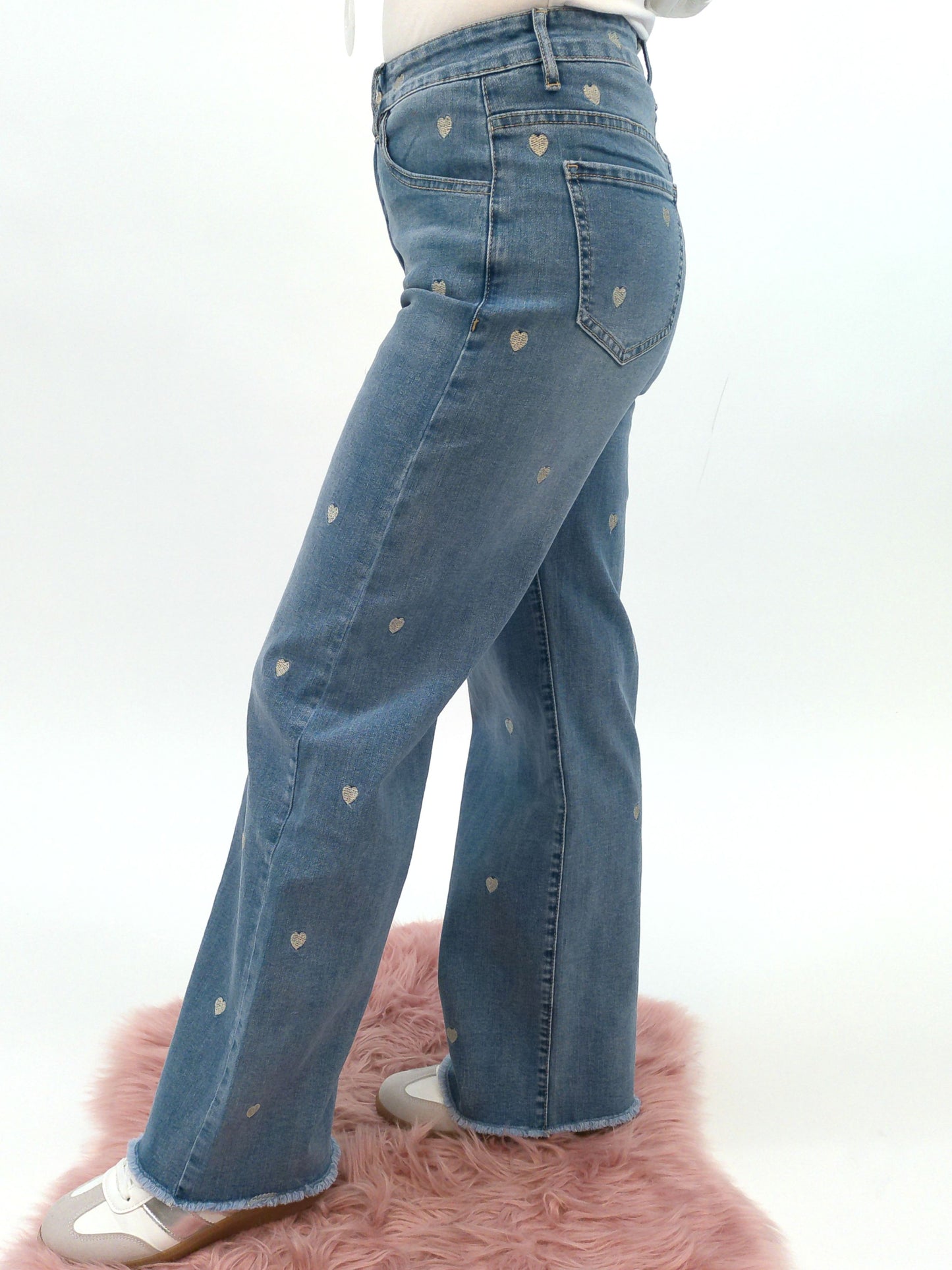 Wide Leg Jeans Herz, Gr. 36-44