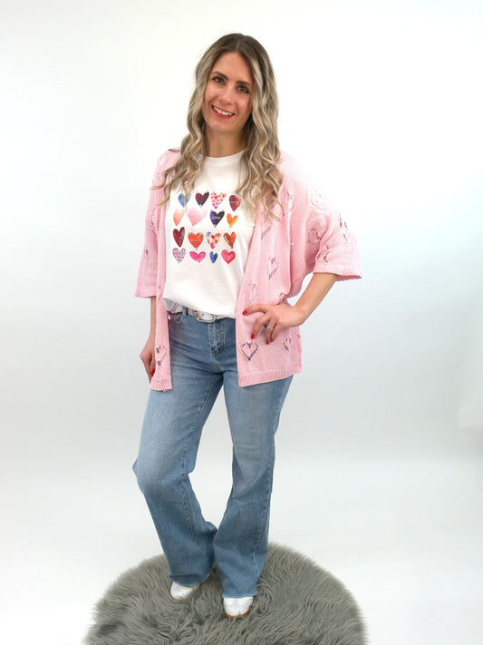 Cardigan Herz rosa, Gr. 36-42