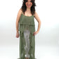 Chiffon Oberteil lang oliv, Gr. 34-38