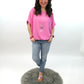 Bluse kurzarm mit Kette pink, Gr. 36-42
