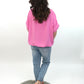 Bluse kurzarm mit Kette pink, Gr. 36-42
