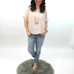 Bluse kurzarm mit Kette beige, Gr. 36-42