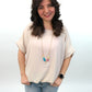 Bluse kurzarm mit Kette beige, Gr. 36-42