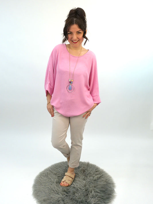 Shirt mit Kette rosa, Gr. 38-46