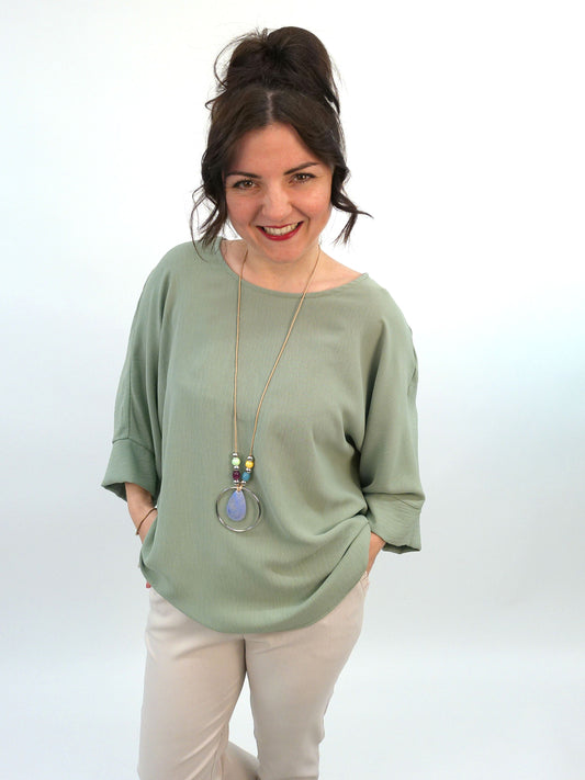 Shirt mit Kette salbei, Gr. 38-46