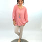 Shirt mit Kette lachs, Gr. 38-44